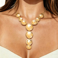 Ensemble collier et boucles d'oreilles vintage en alliage doré pour femme, bijoux géométriques tendance pour soirée, vente en gros