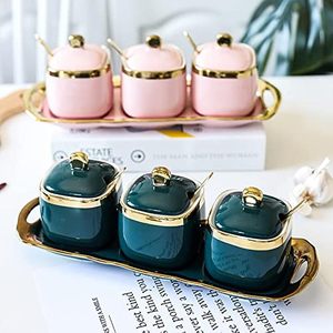 Nordic Luxury 3pcs Egg <b>Storage</b> <b>Box</b> Set Plastic Square Save Space <b>Kitchen</b> Home Spice Jar Pot with Spoons and Tray - Product Image 3