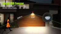Lampe murale solaire super lumineuse IP65 étanche tout-en-un avec détecteur de mouvement PIR pour éclairage décoratif extérieur