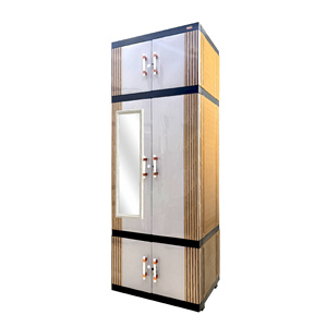 Perchero multifuncional Jumbo Pro con plástico duradero en color crema y marrón, espejo incorporado y diseño portátil, perfecto para organizar. - Product Image 6