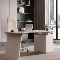Ensemble bureau et chaise de direction en bois blanc - Mobilier de bureau modulaire moderne pour salon de beauté