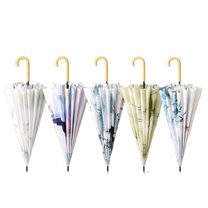 Parapluie de haute qualité, classique, imprimé sur mesure, résistant au vent, pour l'extérieur, rose, avec poignée droite et courbée, en polyester, 105 cm - Product Image 2