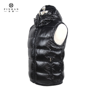 2023 all'ingrosso di vendita calda della fabbrica piumino da uomo nero gilet con cappuccio lustro piumino d'<span class=keywords><strong>oca</strong></span> - Product Image 3