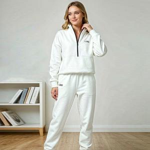 Conjunto de dos piezas personalizado para mujer: Sudadera con media cremallera y pantalones de chándal para mujer, conjuntos casuales de ropa deportiva para mujer. - Product Image 3