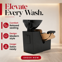 Chaise de lavage professionnelle pour salon avec bac en acier inoxydable, design portable, durable et imperméable pour usage en salon