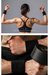 HUALIAN Unisex Terry Cloth algodón banda para el sudor personalizado poliéster deportes pulsera para tenis Yoga protección Flexible - Product Image 5