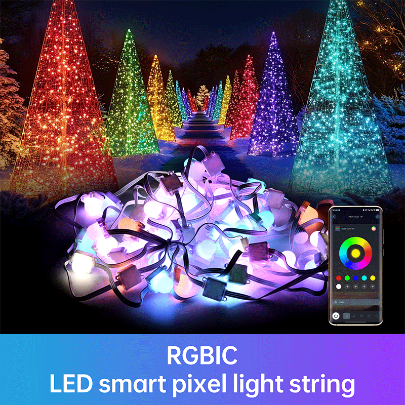 Christmas Pixel Light String App Control Smart RGBIC Waterproof LED Light for Outdoor Tree Wedding Party House Decoration