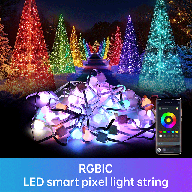 Christmas Pixel Light String App Control Smart RGBIC Waterproof LED Light for Outdoor Tree Wedding Party House Decoration