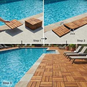 Dalles de terrasse en <span class=keywords><strong>bois</strong></span> d'acacia emboîtables, jardin, balcon, bord de <span class=keywords><strong>piscine</strong></span>, finition naturelle, utilisation toutes saisons, <span class=keywords><strong>bois</strong></span> naturel - Product Image 6