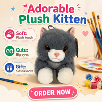 Boneka Kucing Abu-abu Besar Duduk, Bahan Super Lembut Isi Kapas PP, Desain Berhias Emas, Pereda Stres, Hadiah Promosi