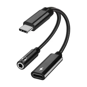 Câble TPE Type C 15 cm à prix abordable 2026 – Écoutez de la musique, <span class=keywords><strong>adaptateur</strong></span> casque 2-en-1 Type C vers <span class=keywords><strong>Jack</strong></span> 3,5 mm avec charge rapide 3A - Product Image 1