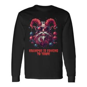 Maglietta Unisex a Maniche Lunghe con Stampa Digitale Krampus Xmas Horror, Abbigliamento Natalizio - Product Image 1