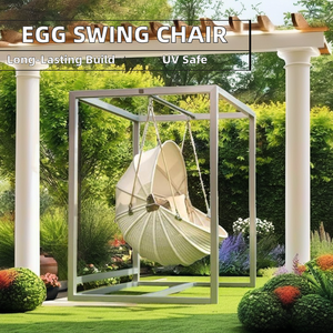 Silla Colgante <span class=keywords><strong>Tipo</strong></span> <span class=keywords><strong>Huevo</strong></span> de Mimbre de Ratán para Exteriores con Soporte de Metal para Patio o Jardín, Columpios de Patio de Primera Calidad - Product Image 3