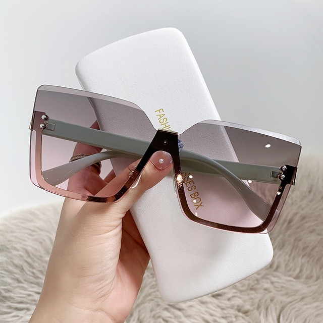 Women's Temperament Half-Frame Sunglasses Fashion Big Square Sunscreen Sunglasses