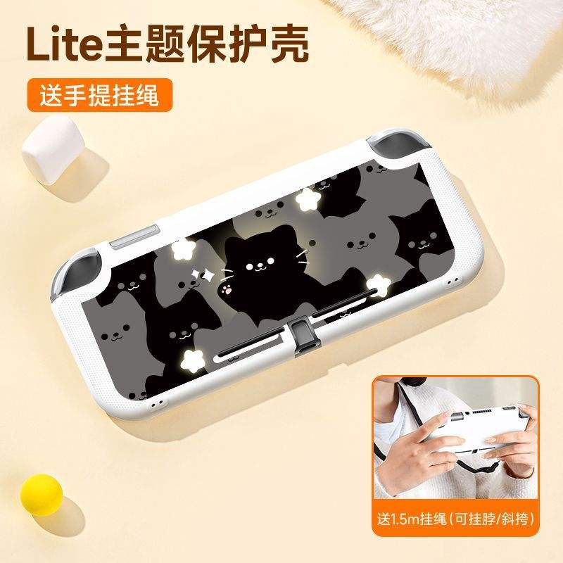 [white-black cat star]-lite skin-friendly soft case with lanyard