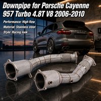 Edelstahl Hochleistungs-Upgrade Downpipe Auspuffkrümmer Passend für Porsche Cayenne 957 Turbo 4.8T V8 2006-2010 OEM Auspuffanlage