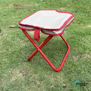 Portable <b>Folding</b> <b>Stool</b> With Oxford Cloth Seat Red Frame Outdoor Picnic Chair - Product Image 5
