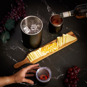 Bicchiere da vino senza stelo in acciaio inossidabile con coperchio bicchiere da vino isolato secchio per refrigeratore accessori per vino in seta Set di scatole regalo - Product Image 6