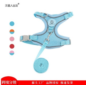 Harnais et laisse pour chien bleu clair respirant, ensemble réglable, gilet pour animal de compagnie - Product Image 2