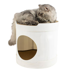 Umwelt freundliche PP Harz Katze Höhle Baum Loch Haus Plüsch Sherpa Fleece Runde süße Haustier Katze versteckt warmes Bett zum Verkauf - Product Image 3