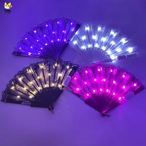 TGYW Abanico LED Luminoso con Diseño de Rosa de Encaje, Abanico Grande en Forma de Mano <span class=keywords><strong>para</strong></span> Damas, Accesorio <span class=keywords><strong>para</strong></span> Fiestas, Navidad, Música, Danza - Product Image 1