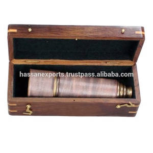 Télescope nautique rétractable en laiton antique de 18 "pouces avec étui en bois indien fait à la main à vendre - Product Image 2