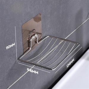 Support mural moderne en acier inoxydable pour savon d'hôtel, sans perçage, à ventouse, avec drain, étagère de rangement simple couche - Product Image 2