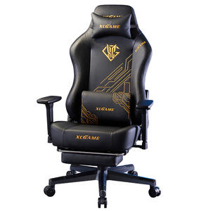 Chaise de jeu en cuir synthétique de qualité supérieure, pivotante à 360 degrés, hauteur réglable, inclinable manuellement, ergonomique, dossier haut, 4 positions - Product Image 1