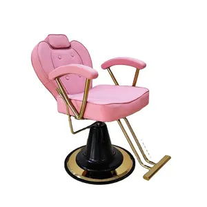 كرسي حلاق على الطراز القديم متوفر للبيع مصنوع من الجلد البني المقاوم للصدأ في متجر في ميامي كرسي استلقاء منتصف القرن بسعر رائع