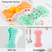 2 moldes de silicona para cubitos de hielo con forma de hueso, sin BPA, con tapa, diseño creativo de panal.