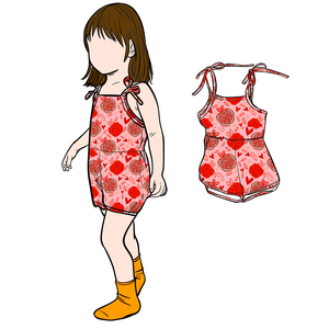 Romper de burbujas con ribete estampado personalizado y tirantes ajustables Ga-18 para niñas pequeñas - Product Image 2