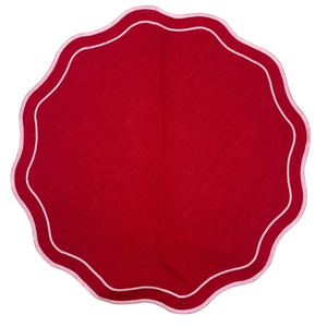 Napperons en lin français écologiques, brodés avec monogramme, mouchoirs en lin lavé, serviettes de Noël à bord festonné - Product Image 2