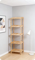 Étagère d'angle en bois à 5 niveaux, organisateur multifonctionnel en bois massif, support de rangement pour livres, excellent rapport qualité-prix