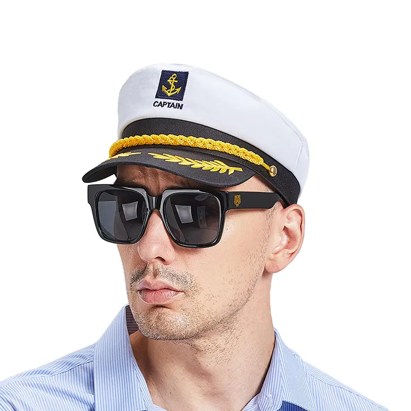 अनुकूलन योग्य लोगो कप्तान फ्लैट नेवी हैट कार्निवल उत्सव पार्टी नाव एंकर नाविक टोपी कार्निवल उत्सव पार्टी सजावटी टोपी