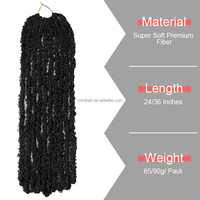 Nouvel Arrivage Extensions de Cheveux Synthétiques Longues 36 Pouces, Fausses Locs Papillon au Crochet, Effet Vieilli, Résistantes à la Chaleur