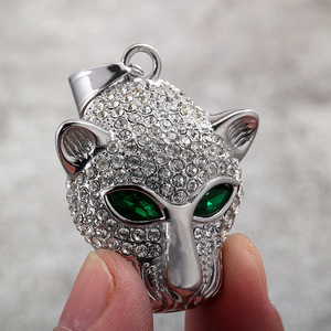 สร้อยคอจี้หัวเสือดาวสแตนเลสประดับเพชรสำหรับทุกเพศสวมใส่ได้ทุกวันดีไซน์ทรงเรขาคณิตตาเจียระไนทรงมรกต - Product Image 4