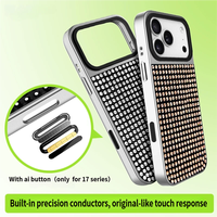 Coque de luxe électroplaquée en PC avec plaque arrière entièrement ornée de strass étincelants pour iPhone 17 Pro – Housse tendance résistante aux chocs