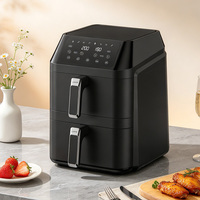 Friteuse à air multifonction 12L à panier unique 1300W+1300W, appareil électrique pour la cuisson, la rôtissage et la déshydratation sans huile pour restaurant