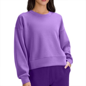Polyester/coton élégant conception personnalisée hiver pull OEM sweats pour femmes à manches longues écologique 300g O cou Bangladesh - Product Image 4