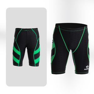 Shorts de bain professionnels pour garçons, cinq points, UV50+, spandex/polyester, respirant, fermeture à cordon, compétition et examen - Product Image 1