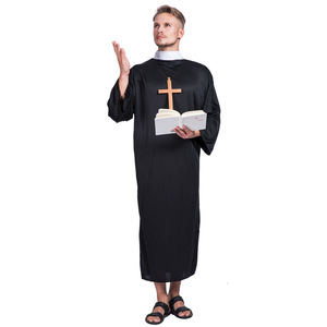 Disfraz de Misionero Masculino, Negro, Fibra de Poliéster, Talla Adulto, Cruz Incluida, Disfraz de Halloween - Product Image 2