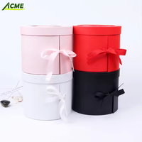 Boîte cadeau ronde à double couche rotative rigide avec fenêtre, gaufrage, pelliculage mat, recyclable, pour emballage floral de la Saint-Valentin