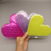 Sacs en mousse PVC réutilisables personnalisables avec fermeture éclair, transparents, ronds, jaunes, en forme de cœur, pour maquillage, bijoux, emballage antichoc