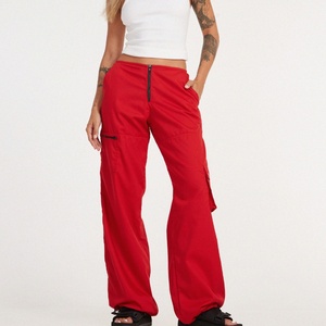 Pantalon cargo rouge léger de haute qualité, taille basse, coupe ample, pour le travail en extérieur, style charpentier, respirant, idéal pour l'été - Product Image 6