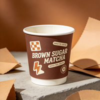 Gobelet à café en papier écologique à base d'eau avec couvercle et manchon personnalisables pour cafés, boulangeries et événements