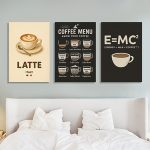 HAOWAI OEM/ODM Attes, menu café, équation de l'efficacité énergétique cadre <span class=keywords><strong>en</strong></span> bois toile mur Art rétro café thème cuisine décor - Product Image 2