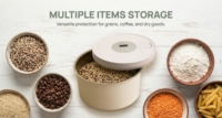 Seau à riz sous vide Koeda en acier inoxydable, écologique, durable, étanche, hermétique, 6L, classique, pour la conservation des aliments, usage domestique