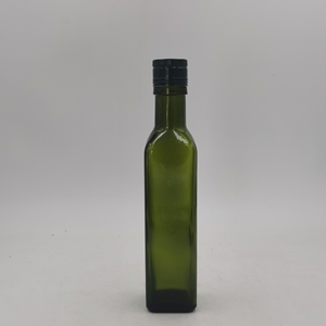 Bouteille d'huile d'olive en verre carré vert brun de 250ml/500ml/1L avec distributeur d'insertion en plastique et couvercles à vis en aluminium - Product Image 1