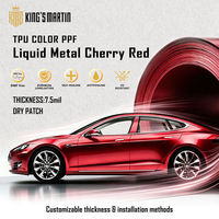 KING MARTIN Film de protection de peinture sans DMF, autocollants pour carrosserie automobile, adapté aux voitures, rouge cerise métallique liquide, TPU couleur PPF