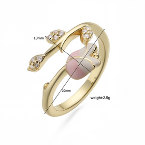Women's Trendy Gold-Plated Tulip Copper <strong>Ring</strong> <strong>Resizable</strong> for Wedding Engagement Anniversary Party Gift - Product Image 6